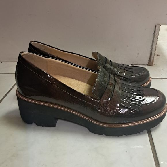 Naturalizer Loafers Women's 8.5 Brown Leather Tassels Penny Loafers Heeled - Picture 2 of 6